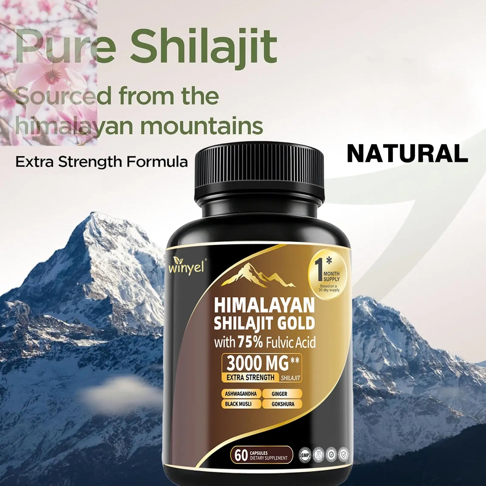 Shilajit Capsules, Ashwagandha, Gokshura, 85 Trace Minerals, High Potency Gold Grade Himalayan Shilajit Supplements, 60 Capsules For Women And Men - Rooted & Regenerative: Sustainable Foods for the Future Rooted & Regenerative: Sustainable Foods for the Future Health & Welness