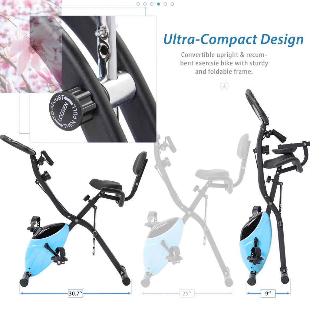 Folding Exercise Bike Fitness Upright And Recumbent X-Bike With 10-Level Resistance - Rooted Regenerative: Sustainable Foods for the Future