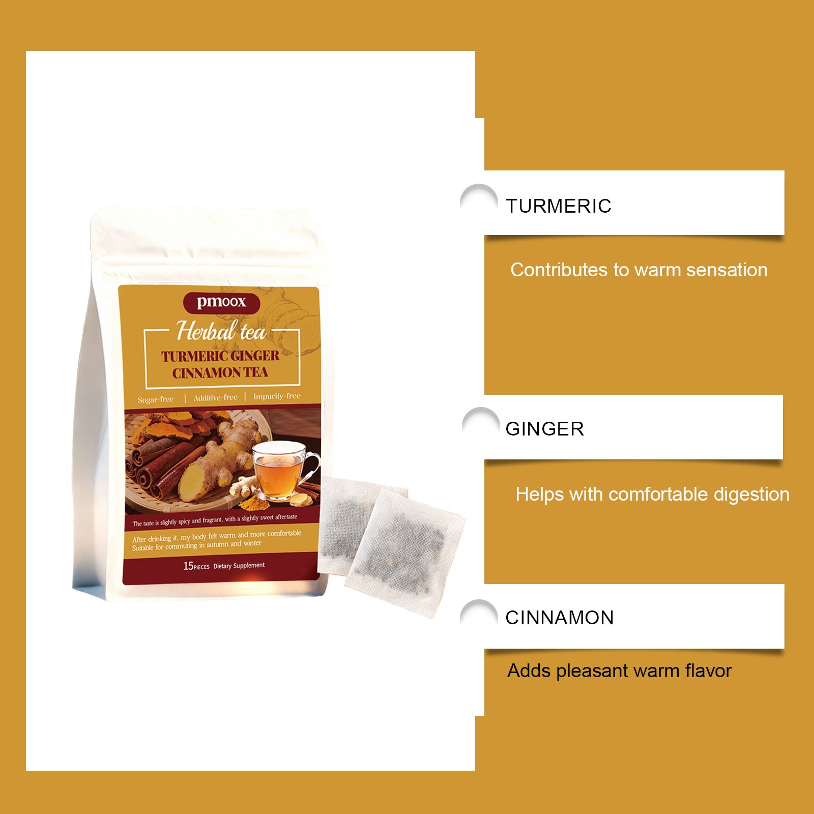 Turmeric Cinnamon Warm Health Tea Herbal - Rooted Regenerative: Sustainable Foods for the Future