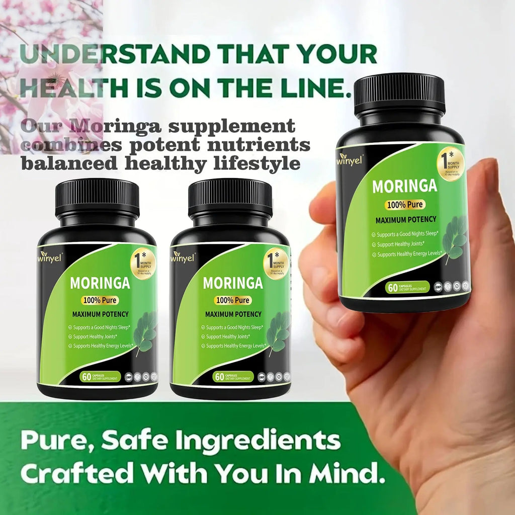 Pure Moringa Capsules - High Potency, Health & Fitness With Essential Vitamins & Amino Acids - 60 Capsules - Rooted Regenerative: Sustainable Foods for the Future