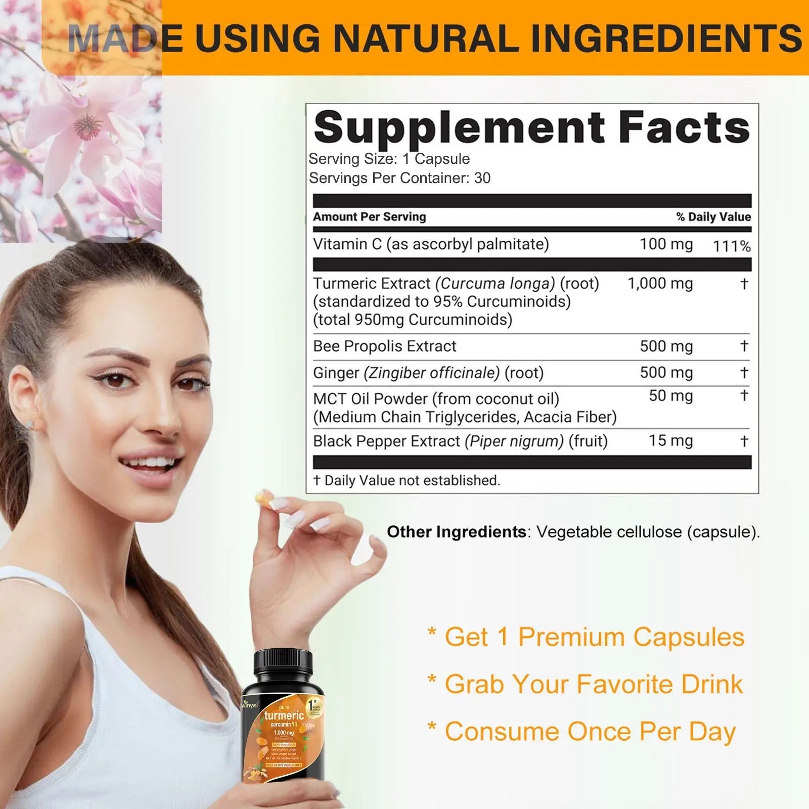 Premium Turmeric Curcumin Supplements 1000mg - Great Absorption Rate - Supports Heart, Brain And Joint Health - 60 Capsules - Rooted Regenerative: Sustainable Foods for the Future