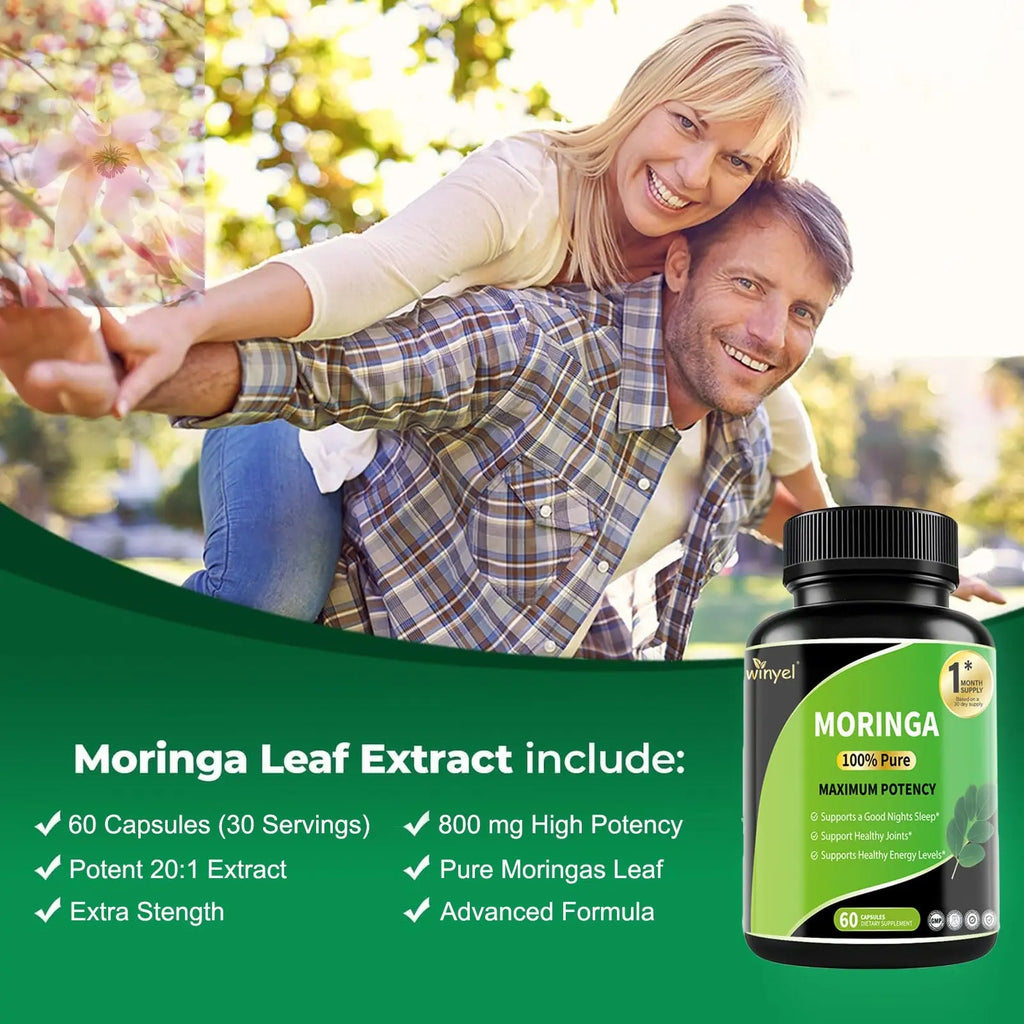 Pure Moringa Capsules - High Potency, Health & Fitness With Essential Vitamins & Amino Acids - 60 Capsules - Rooted Regenerative: Sustainable Foods for the Future