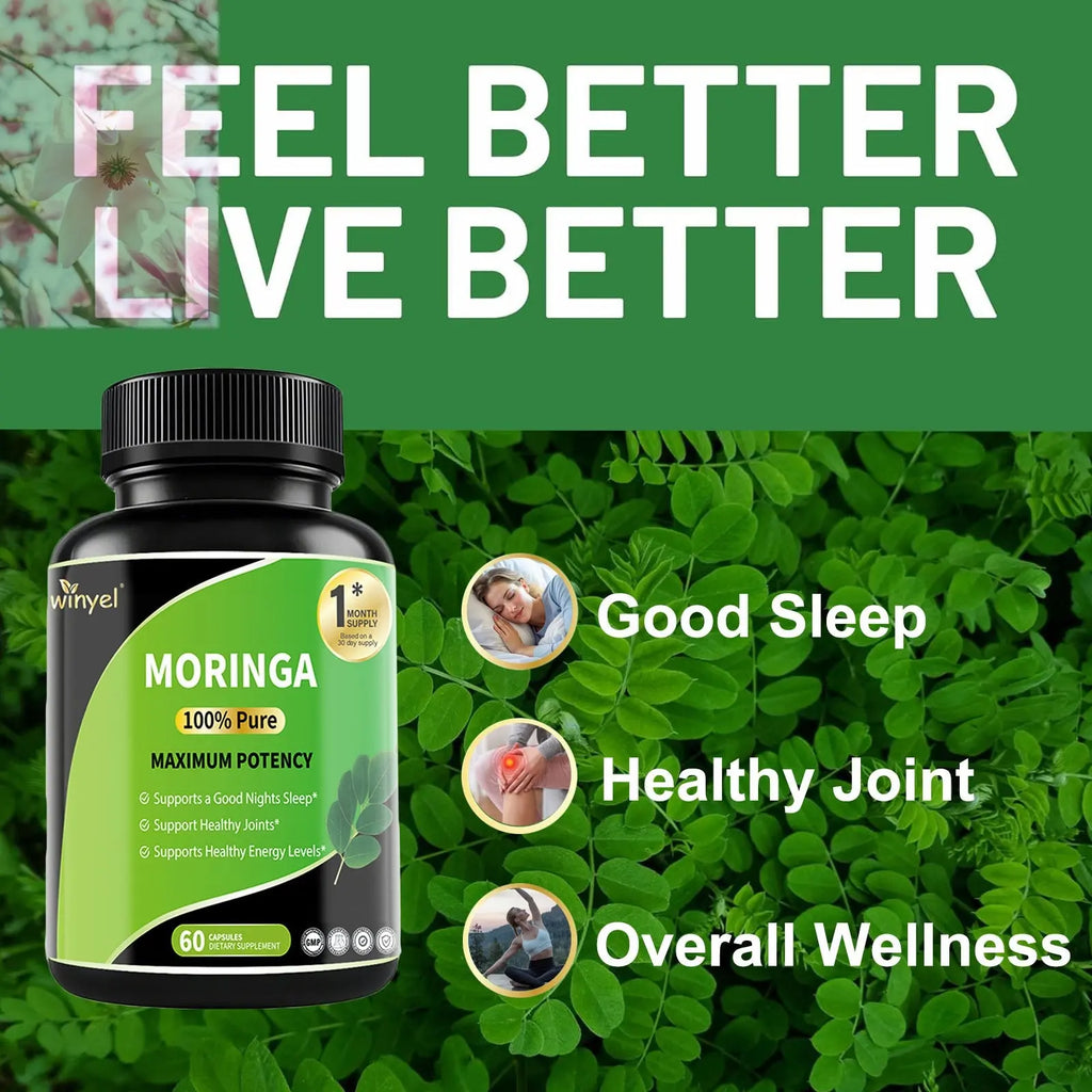 Pure Moringa Capsules - High Potency, Health & Fitness With Essential Vitamins & Amino Acids - 60 Capsules - Rooted Regenerative: Sustainable Foods for the Future