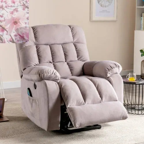 Electric Power  Lift Recliner Chair Sofa With Massage And Heat For Elderly 2 Side Pockets USB Ports Single Recliner Chairs For Living Room Overstuffed Breathable Fabric Reclin - Rooted Regenerative: Sustainable Foods for the Future